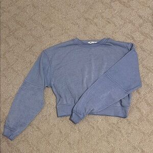 Double Zero Brand Light Blue Crewneck with Textured Sleeves